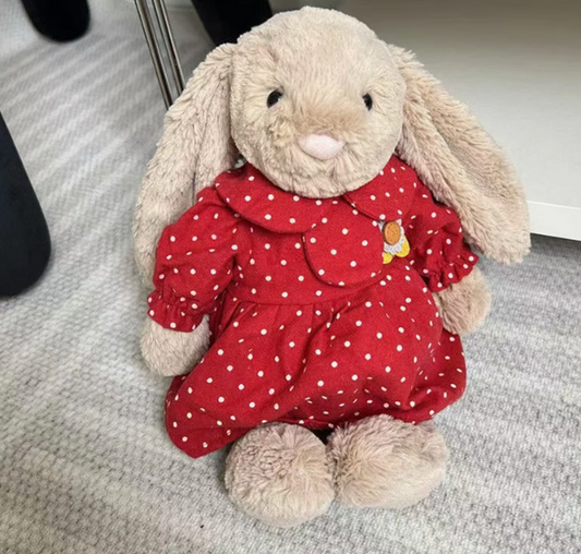 Raspberry Polka Dot Dress - Jellycat Yummy Bunny Cloth